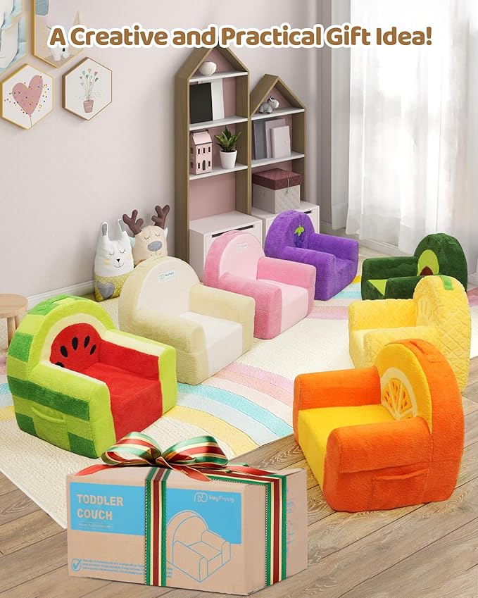 Toddler Chair, Comfy Foam Kids Couch with Soft Velvet Cover, Toddler Couch for Gaming and Studying, Kids Sofa That Fits Nicely with Any Modern Decor, Beige