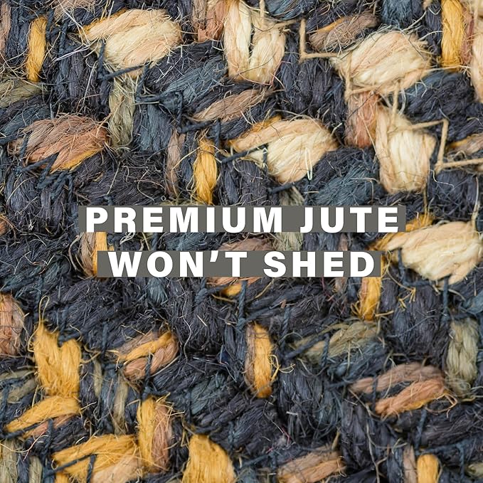 Kilimanjaro Black and Tan Oval Braided Rug, 2x3' - Handmade with Jute, Warm Primitive Decor, Perfect for Bathrooms and Entryways - Reversible and Easy to Clean
