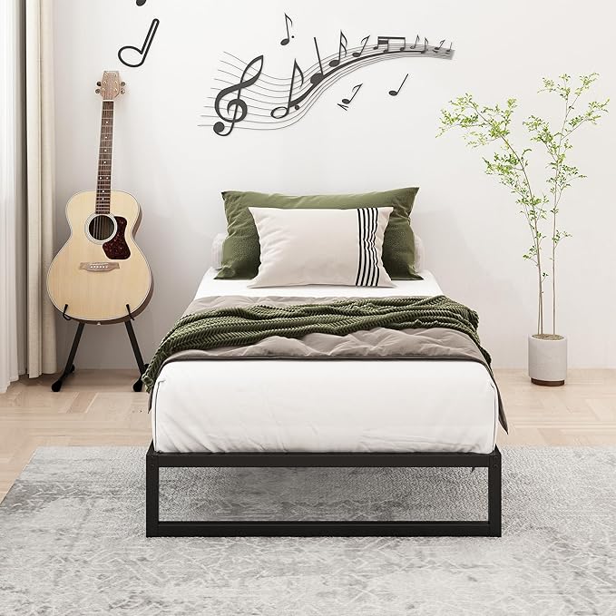 9 Inch Twin XL Bed Frames Heavy Duty Sturdy Metal Platform Bed Frame No Box Spring Needed, Noise Free, Easy Assembly, Black