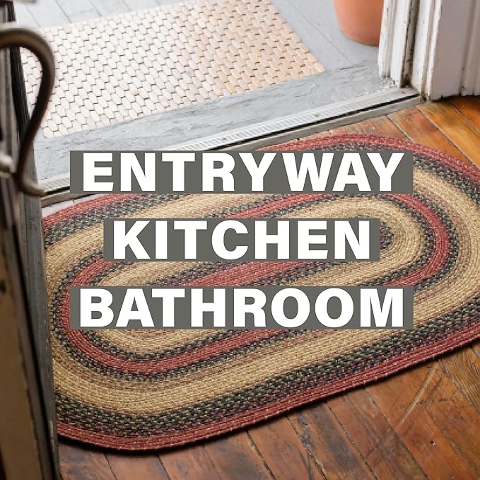 Highland Multi Color Jute Braided Rugs, 20x30 Rectangle - Warm Country and Cabin Decor, Perfect for Laundry Rooms, Bathrooms and Entryways - Durable and Easy to Clean