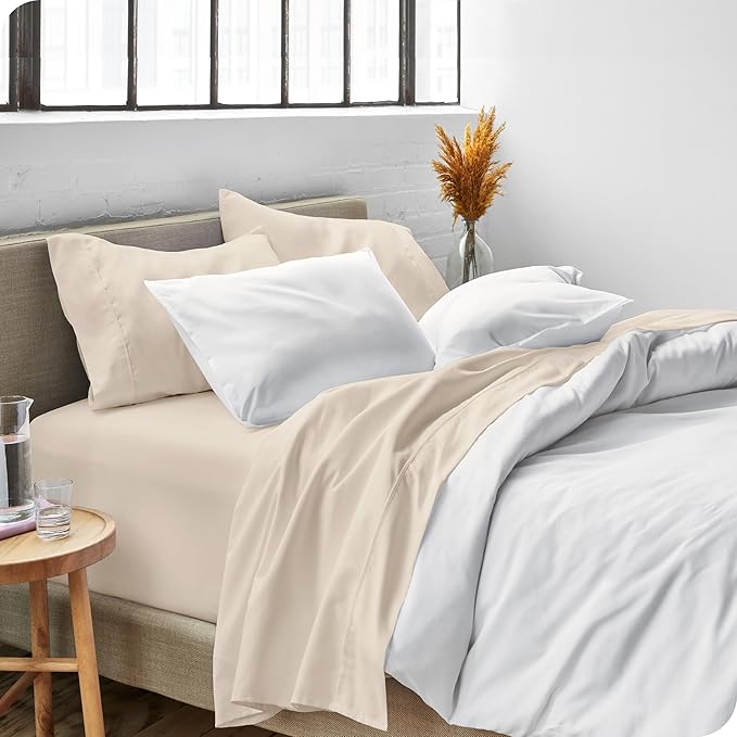 Bare Home Full XL Sheet Set - Luxury 1800 Ultra-Soft Microfiber Full Extra Long Bed Sheets - Double Brushed - Deep Pockets - Easy Fit - 4 Piece Set - Bedding Sheets & Pillowcases (Full XL, Sand)