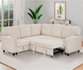 Ball & Cast Modular Sectional Sleeper Sofa Bed,L-Shaped Couch W/Pull Out Bed and USB Charging,Cupholders&Storage Seats,Convertible Sleeper Sofa Beds for Living Room,Apartment,Corduroy Fabric,Beige,81"