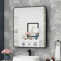 30x32 Inch Bathroom Medicine Cabinet with Mirror Black Metal Framed Mirror Cabinet Recessed or Surface Wall Mounted Medicine Cabinets for Bathroom