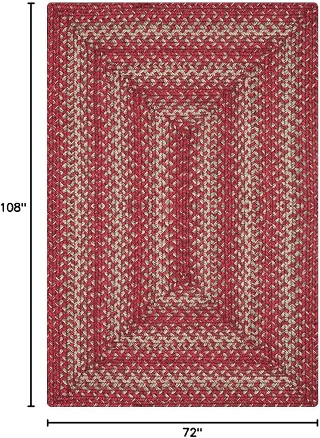 Homespice Apple Pie Jute Red 6x9' Braided Rug for Living Room, Bedroom Rug and Dining Room. Pet Friendly. Decor Styles- Farmhouse Rug, Rustic, Vintage, Cottage, Primitive, Country, Boho Rug