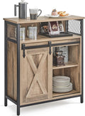 VASAGLE Buffet Cabinet, Coffee Bar Storage Cabinet, Sideboard with 1 Sliding Barn Door, Adjustable Shelves, 11.8 x 27.6 x 31.5 Inches, for Living Room, Camel Brown and Ink Black ULSC089B50