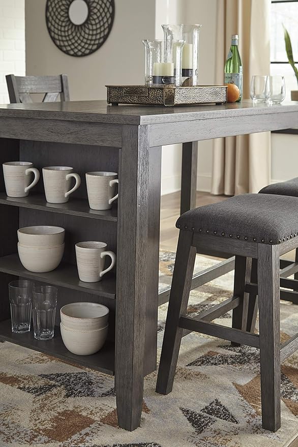 Signature Design by Ashley Caitbrook Rustic 24.4" Counter Height Upholstered Barstool, 2 Count, Gray