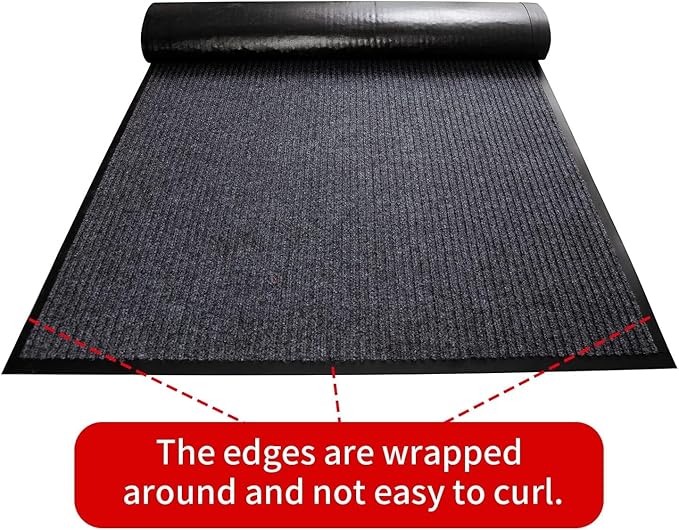 TANYOYO3' X 6' Commercial Grade Door Floor Mat Brush Step Entrance Mat Vinyl Backed Utility Doormat Heavy Duty Floor Rugs Commercial Outdoor Carpet Indoor Entrance Mat，Grey