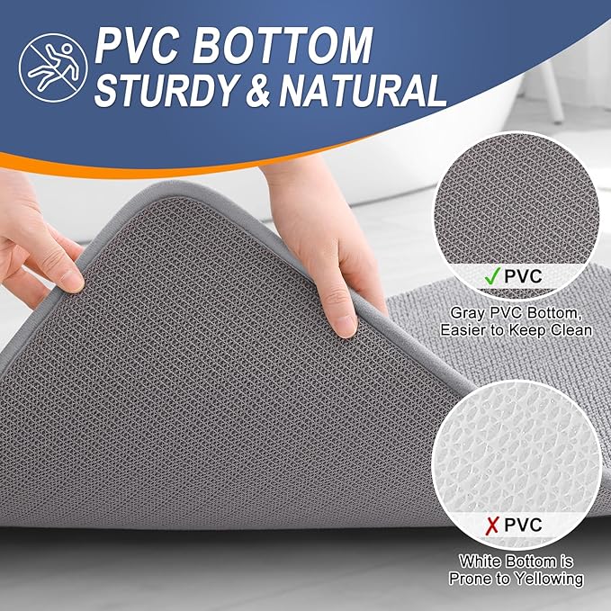 OLANLY Thick Memory Foam Bath Mat Rug 36x24, Extra Soft Absorbent Bathroom Rug, Quick Dry Bath Mats, Non-Slip, Machine Washable Carpet for Bathroom, Tub and Shower, Home Decor Accessories, Grey