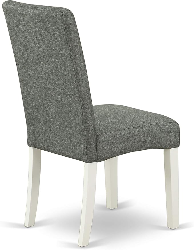 East West Furniture LGDR5-LWH-07 5 Piece Kitchen Table Set for 4 Includes a Rectangle Butterfly Leaf Dining Table and 4 Gray Linen Fabric Upholstered Chairs, 42x84 Inch, Linen White