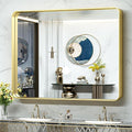 TokeShimi 48x40 Inch Brushed Gold Bathroom Vanity Mirror for Wall with Non-Rusting Aluminum Alloy Metal Frame Rounded Corner for Farmhouse Modern Home Decor (Horizontal/Vertical)