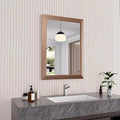 Amorho 22 X30 Inch Bathroom Mirror for Wall, Walnut Wood Grain Metal Framed Mirror, Anti-Rust, Hang Horizontally/Vertically, Suitable for Bedroom, Farmhouse, Bathroom, Decorative