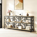 70.9-Inch Industrial Sofa Table, Extra Long Console Table Behind Couch with 3-Tier Storage Shelves, Rustic Brown Finish for Entryway, Living Room, Foyer, Hallway, and Office