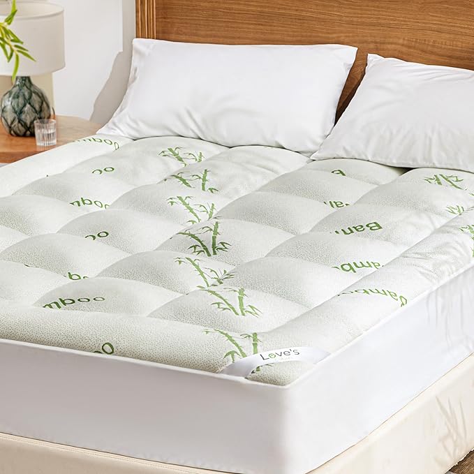 Love's cabin Twin Mattress Topper, Rayon Derived from Bamboo, 900 GSM Breathable Mattress Topper Pad, Thick Pillow Top Mattress Pad Stretches up with 8"-20" Deep Pocket(39"x75"), Green