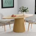 Casaphoria 67" Oval Dining Table, Modern Wood Kitchen Table with Cone Shaped Stripe Base for Living Room & Dining Room, Easy Assembly Farmhouse Furniture for 4-6, Oak