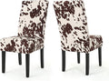 Christopher Knight Home Pertica Contemporary Velvet Dining Chairs, 2-Pcs Set, Milk Cow / Dark Brown