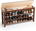 Shoe Storage Bench for Entryway - 4 Tier Shoe Rack for Front Door Entrance, Rubberwood Shoes Rack Height Adjustable, Entryway Bench with Shoes Storage for Any Room (Walnut, 47.2" W)