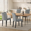 Upholstered Dining Chairs Set of 4, Button Tufted Parsons Dining Chair with Solid Wood Legs, Modern Fabric Side Chair for Dining Room/Kitchen/Restaurant/Hotel- Grey