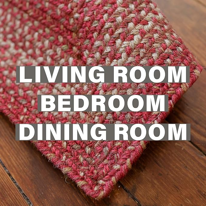 Homespice Apple Pie Jute Red 4x6' Braided Area Rug for Living Room, Bedroom and Dining Room. Pet Friendly. Decor Styles- Farmhouse Rug, Rustic, Vintage, Cottage, Primitive, Country, Boho Rug