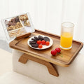 SINWANT Couch Arm Table, Acacia Wood Sofa Arm Rest Tables Couch Armrest Table with 360° Phone Holder,Portable Sofa Armrest Tray for Drink Snacks