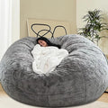 Bean Bag Chair for Kids Adults Without Filler Oversized Round Plush Beanbag Chair Lazy Sofa Cover for Stuffed Animal Storage Floor Chair, 5FT, Light Grey