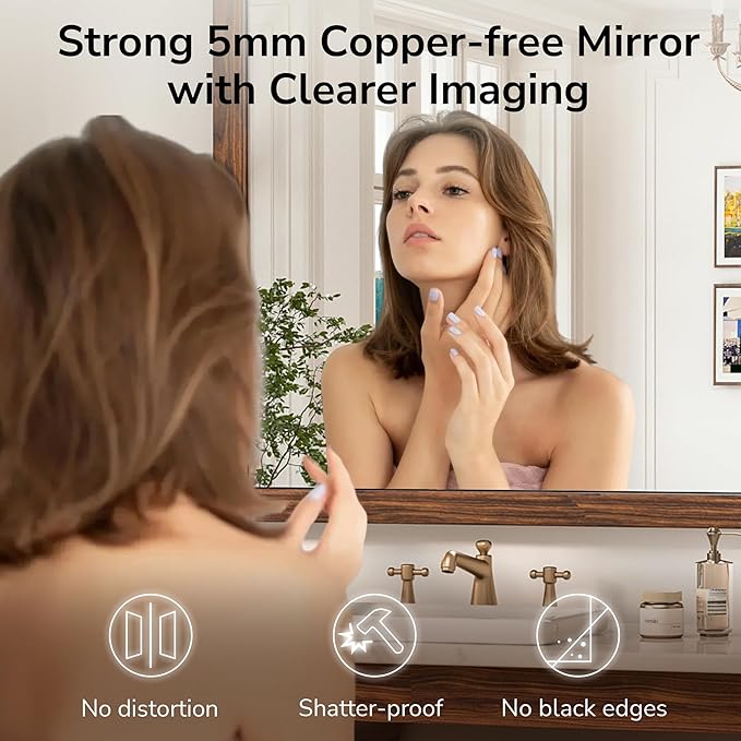 TokeShimi 72 x 36 Inch Wood Framed Bathroom Mirror for Over Sink, Dark Brown Walnut Wall Wood Vintage Farmhouse Mirror for Wall, Large Rustic Wooden Framed Vanity Mirrors(Horizontally or Vertically)