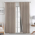 Joydeco Natural Linen Curtains 96 inch Length 2 Panels Set Burg 100% Blackout Patio Door Curtain Room Darkening Sliding Door Curtains Thermal Insulated Back tab Rod Pocket(105x96 inch, Linen)