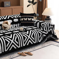 HANDONTIME Boho Couch Cover Blanket Geometric Striped Pet Covers for Couches and Sofas Black and White Dog Cover for Couch Pet Friendly Chenille Sectional Sofa Covers for Pets Washable, 71" X 134"