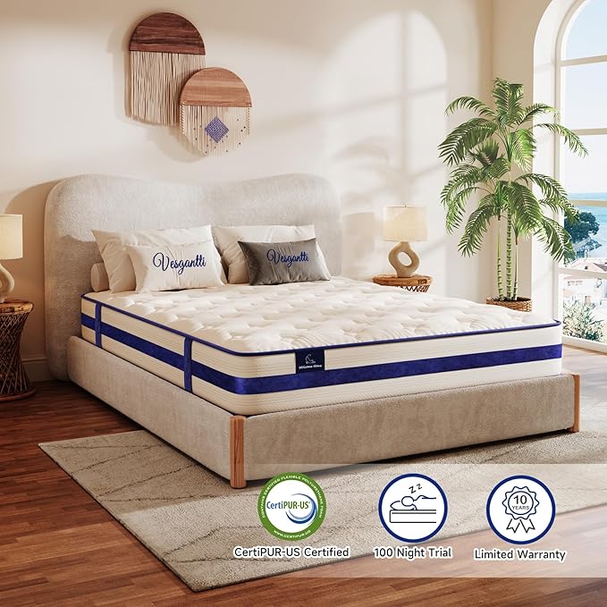 Vesgantti Full Size Mattress,12 Inch Hybrid Innerspring Mattress in a Box with Memory Foam,Support & Pressure Relief,Medium Firm Feel for Aults(Full Size)