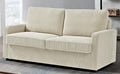 Reversible Sleeper Sofa Bed with Comfortable Memory Foam Mattress, Convertible Corduroy Full Size Pull Out Couch for Living Room, Space Saving Furniture, 70" Wide, Rectangular Arms, Ivory