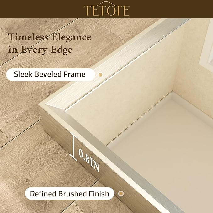 TETOTE Brushed Nickel Mirror for Bathroom Sink 30" x 36" Beveled Frame Brushed Nickel Vanity Rectangle Mirror for Bathroom Wall, Modern Farmhouse, Tempered Glass, Shatterproof, Stronger Frame