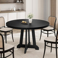 GarveeHome Round Dining Table for 4,Kitchen Dining Room Circle Dinner Pedestal Table,Space Saving Wood Kitchen & Dining Room Furniture,Black 47-inch Diameter