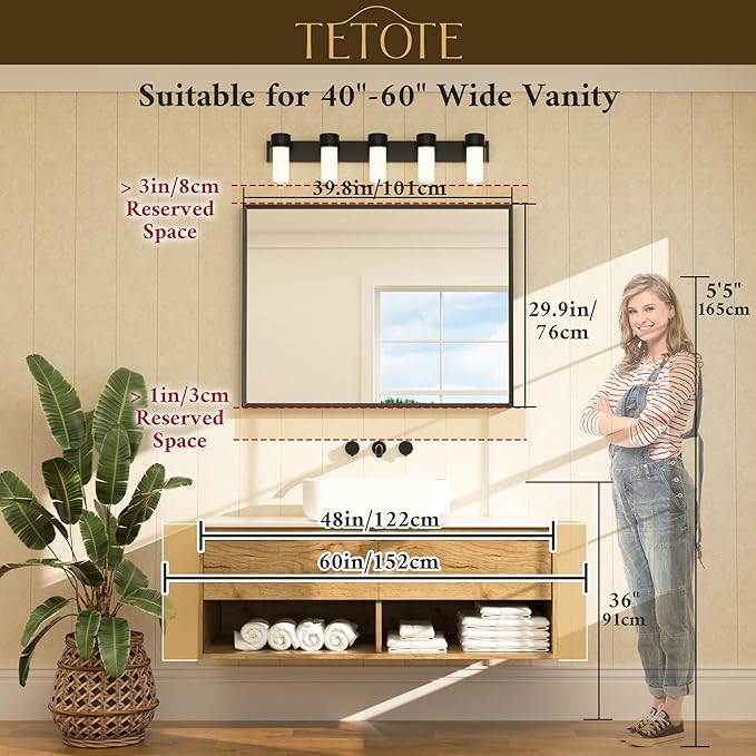 TETOTE Brushed Gold Vanity Mirror for Bathroom 40" x 30" Brushed Brass Rectangle Beveled Framed Bathroom Wall Mirror for Over Sink, Tempered Glass, Modern Farmhouse Bedroom, Entryway, Living Room