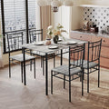 5 Piece Dining Table Set, Modern Metal&Wood Kitchen Dinner Table with 4 Chairs, Dining Room Table Sets for Small Spaces, Gray