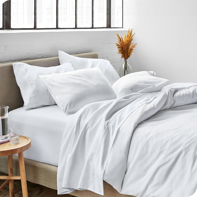 Bare Home Twin Sheet Set - 1800 Ultra-Soft Microfiber Bed Sheets - Double Brushed - Deep Pockets - Easy Fit - Extra Soft - 3 Piece Set - Bedding Sheets & Pillowcases (Twin, White)