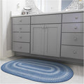 Denim Blue Oval Braided Rug, 2x3' - Handmade with Jute, Coastal Country Decor, Perfect for Bathrooms and Entryways - Reversible and Easy to Clean