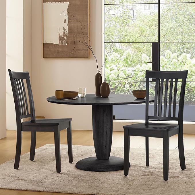 COLAMY Wooden Dining Chairs Set of 6, Spindle High Back Windsor Kitchen Side Chair, Farmhouse Dining Chairs for Kitchen and Dining Room, Dark Brown