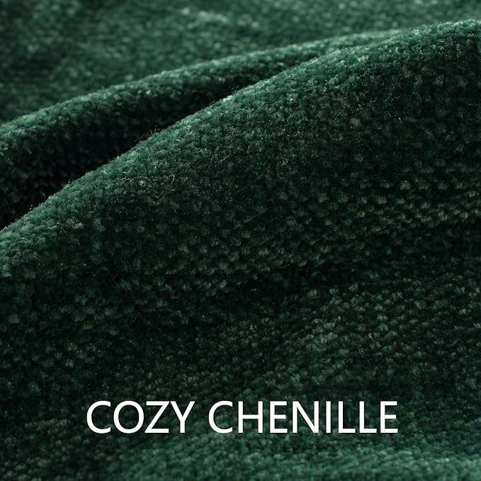 Chenille Throw Blanket for Couch 60"X 80" Twin, Soft Cozy Throws with Fringe Tassel for Bed Sofa Chair Cover, Lightweight Knitted Decorative Boho Blankets for Living Room, Dark Green