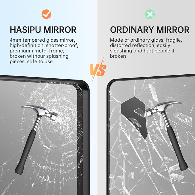Hasipu 2 PCS Bathroom Mirror for Wall, 36 x 28 Inch Black Metal Framed Bathroom Mirrors for Over Sink, Rectangle Bathroom Vanity Mirror, Anti-Rust, Tempered Glass, Horizontal or Vertical