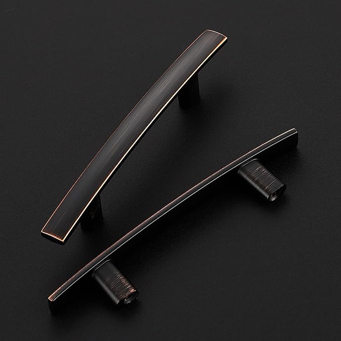 10 Pack Cabinet Handles 3" Hole Center - Curved Cabinet Pulls Oil Rubbed Bronze Drawer Pulls for Kitchen Cupboard Solid Hardware for Dresser Drawer Arch Hardware