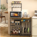 Baker's Rack for Kitchen with Storage, Microwave Stand with Adjustable Shelves and 10 S Hooks, 6-Tier Coffee Bar Station, Kitchen Shelves for Spices, Pots, Rustic Brown