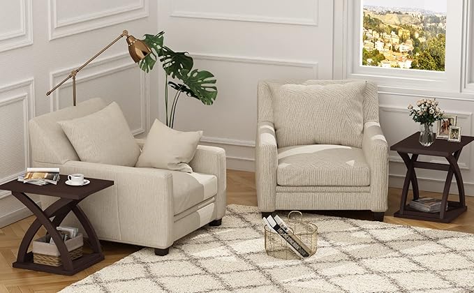ChooChoo End Side Table, Modern End Table with Storage Shelf, X-Design Side Table Living Room(Espresso)