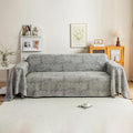 STACYPIK Geometric Pattern Sofa Cover Blanket, Black Couch Throw for Living Room, Couch Covers for Dogs, Washable Furniture Protector for 2 Cushion Sofa with Tassel, Anti-Slip Throw Cover-71X118IN