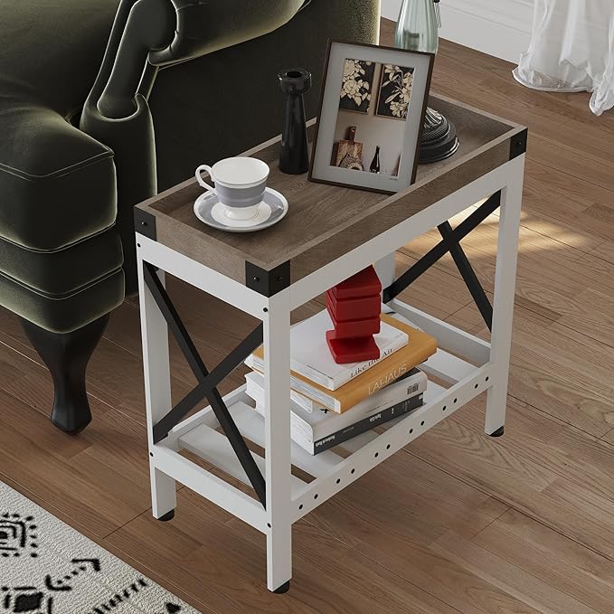 Narrow Side Table, End Table,Sofa Side Table, End Table Nightstand for Bedroom, Living Room, Small Spaces