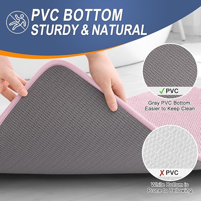 OLANLY Thick Memory Foam Bath Mat Rug 24x16, Extra Soft Absorbent Bathroom Rug, Quick Dry Bath Mats, Non-Slip, Machine Washable Carpet for Bathroom, Tub and Shower, Home Decor Accessories, Dusty Rose