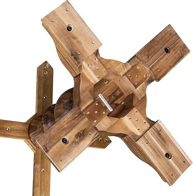 I55-0N-TP Modern Dining Table with Acacia Wood Round Tabletop and Stylish Pedestal Base - Antique Walnut Finish