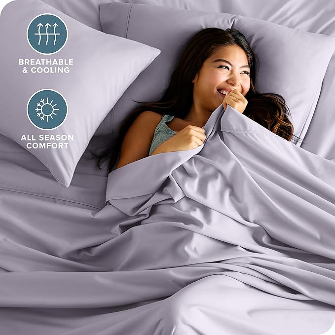 Bare Home California King Sheet Set - 1800 Ultra-Soft Microfiber Cal King Bed Sheets - Double Brushed - Deep Pockets - Easy Fit - 4 Piece Set - Bed Sheets (Cal King, Light Lavender)