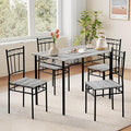 Vipbear Kitchen Dining Table Set for 4, 5-Piece Kitchen Table Set,Dining Room Table Sets,Rectangular Kitchen Table Set with 4 Chairs for Small Space, Dinette,Apartment,Rustic Grey