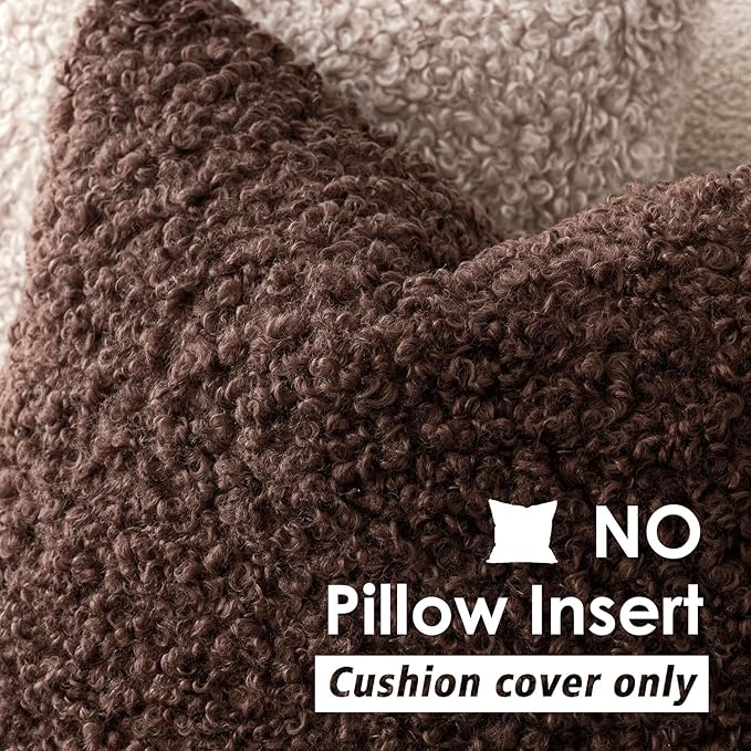 Foindtower 2 Pieces 18x18 Inch Red Brown, Faux Fur Throw Pillow Cover Accent Sherpa Furry Pillow Covers Fuzzy Soft Pillowcases Cozy Sheepskin Decorative Fleece Cushion Case for Bed Couch Living Room