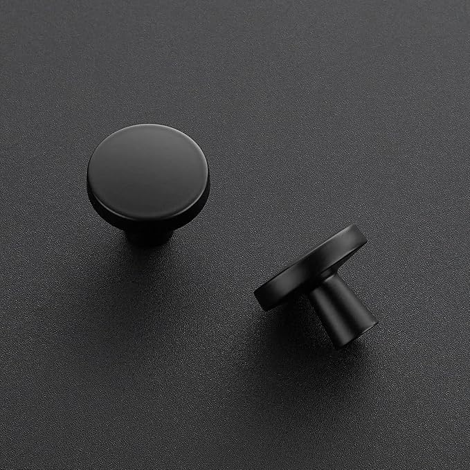 Ravinte 60 Pack Drawer Pulls 1-1/4 Inch Matte Black Kitchen Cabinet Knobs Solid Round Black Dresser Handles for Simple Cupboard Hardware