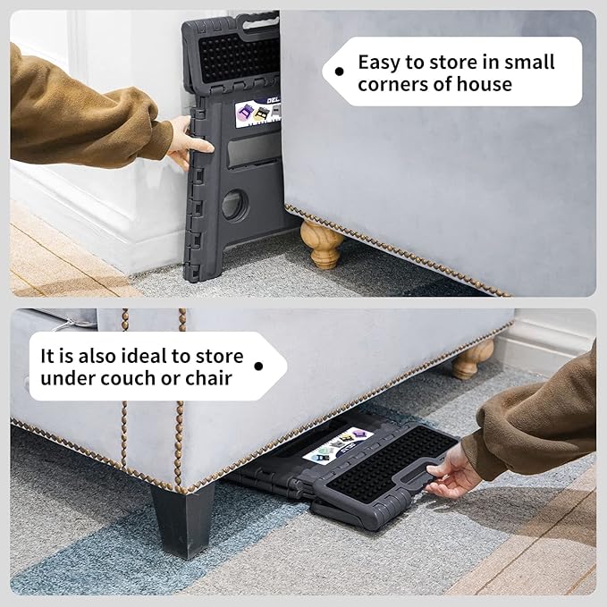 Delxo Folding Step Stool 13 inch Height Heavy Duty Foldable Step Stools,Kitchen Small Collapsible Fold Up Stepping Stool 1 Pack in Grey Dotted Texture